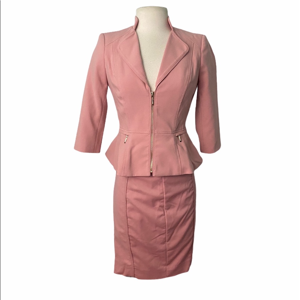 White House black market pink blazer suit set sz-0